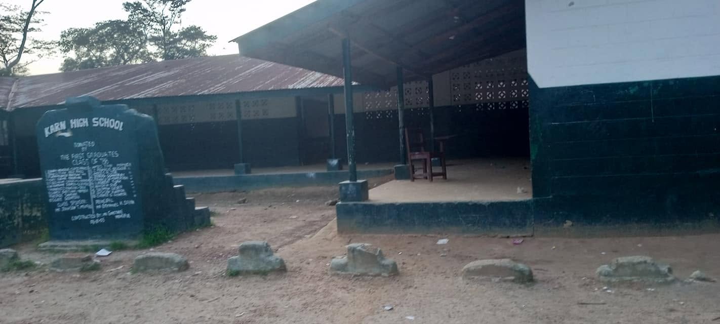 A covered school area at Karn High School
